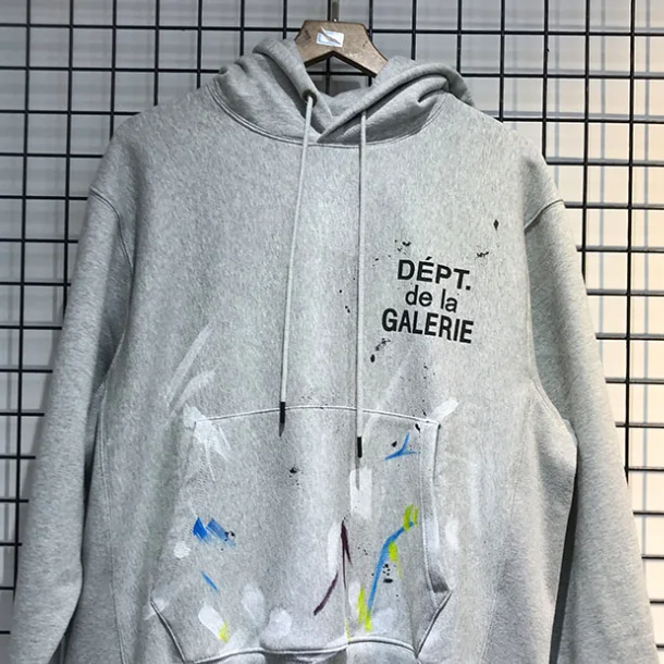 

Heavy Fabric Gallery Dept Drawstring Hoodies Gallery Dept Manual Splash Ink Colorful Graffiti Sweatshirt Plus Velvet Pullover