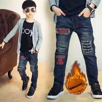 

Children Clothes Jeans For Boys Clothing Spring Autumn Thick Jeans For Teenagers For Boy Casual Cotton Trousers Denim Hole Jeans