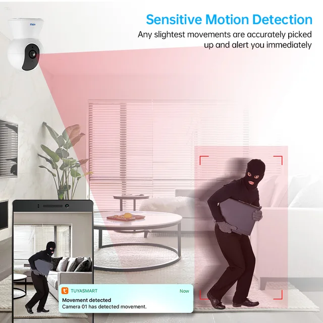KERUI - Mini Cámara IP Inteligente Tuya HD, Grabadora de Seguridad para el Hogar, Wi-Fi, Inalámbrica, 720p, 1080p, CCTV, Vigilancia por IR, Visión Nocturna, Monitor para Bebé - Imagen 4