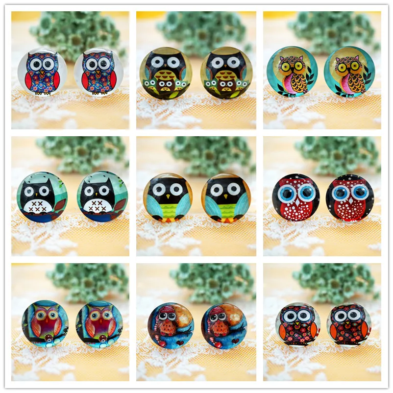 

10PCS Mixed Round 20MM owl Glass Cabochon for making bracelet necklace women 2019 earrings pins ring Jewelry Supply