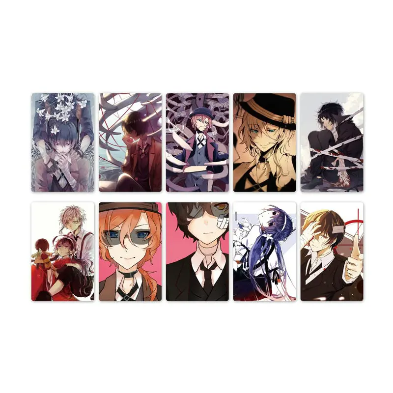 

10pcs Bungou Stray Dogs Anime Card Stickers Scrub Card Sticker Kids Sticker Toys