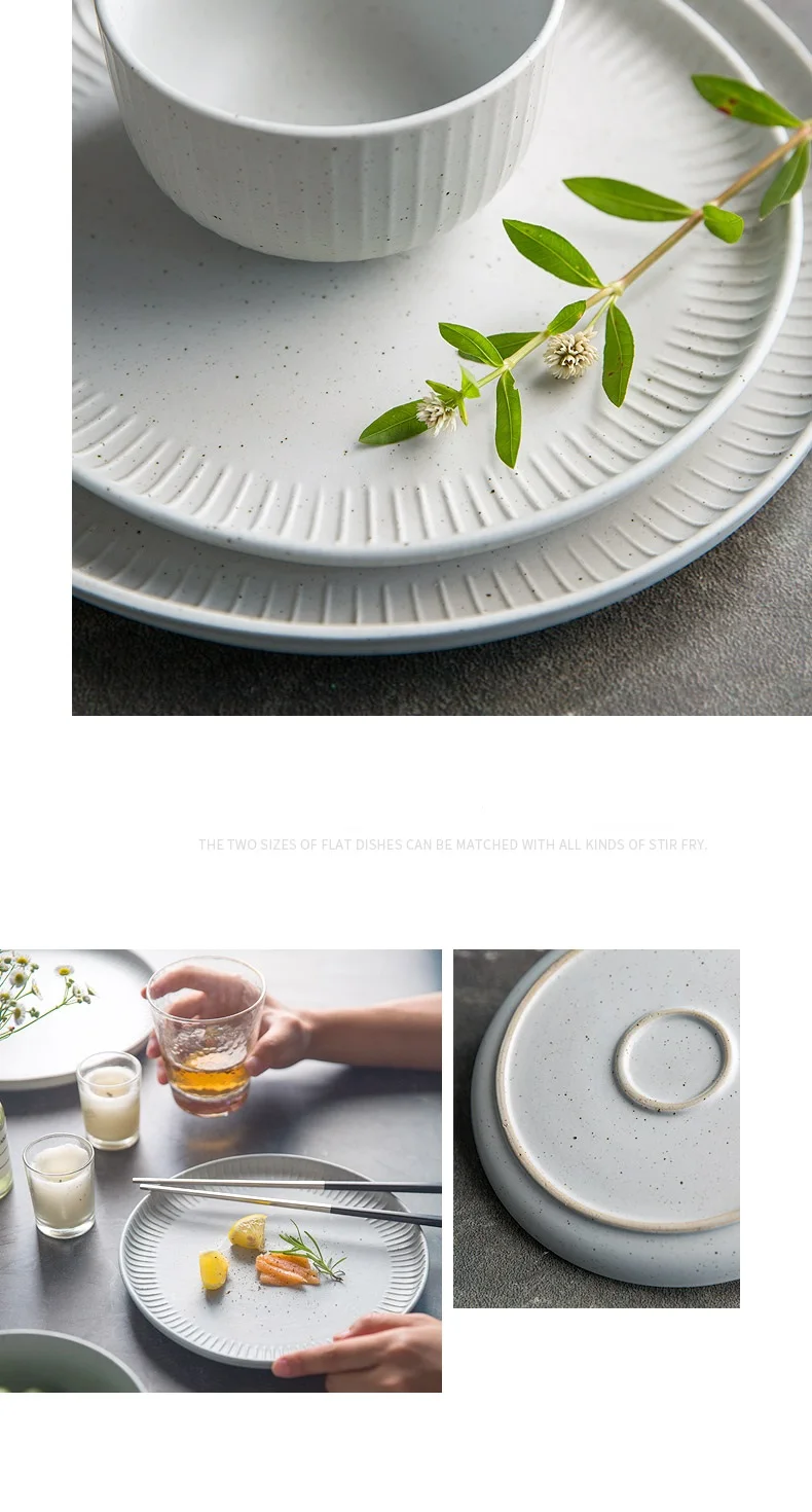 1PC Japanese Style Ceramic Personality Household Eating Rice Bowl Single Round Dinner Plate Noodle Bowl Simple Tableware