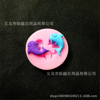 

2-Hole Mini Dolphin Liquid Silicone Fondant Mould DIY Cake Chocolate Modeling Tool Baking Mould Mould