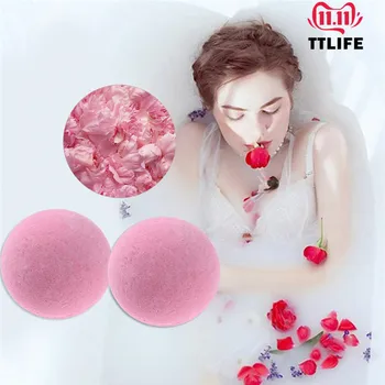 

TTLIFE Bath Salt Ball Body Skin Clean Whitening Soothing Pressure Release Natural Rose Essential Oil Shower Ball Spa Products