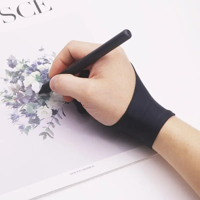 2 пальца перчатка для рисования, предотвращающая контакт с экраном художника поддерживает каких-либо Графика картина записи цифровой планшетного для правой и левой руки