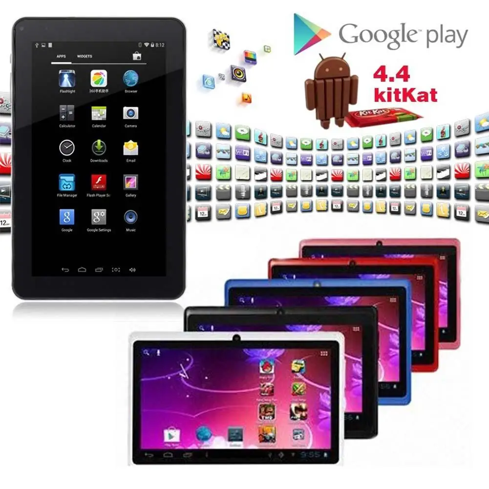 " A33 Android 4,4 четырехъядерный двухкамерный планшетный ПК WiFi Bluetooth черный