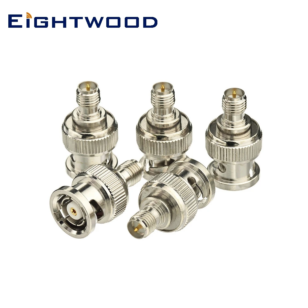 

Eightwood 5PCS SMA to BNC RF Coaxial Adapter RP-SMA Jack Male to RP-BNC Plug Female Connector Straight Between Series