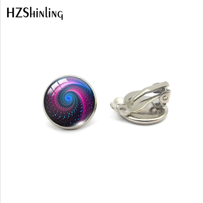 7-Silver Новые винтажные стеклянные серьги-клипсы с мандалой символ ом дзэн-буддизм хной йогой без пирсинга серьги ювелирные изделия для женщин девочек - Окраска металла: 7-Silver