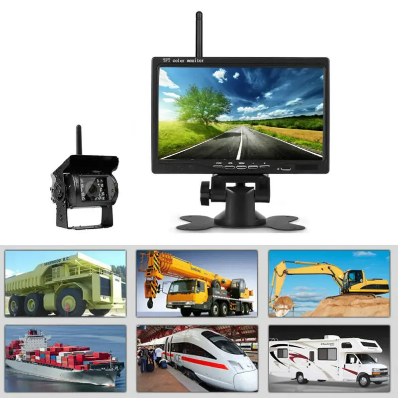 

7 inches HD TFT LCD widescreen monitor Display and 2.4GHz Wireless Receiver Car Dashcam Camera For Bus Truck