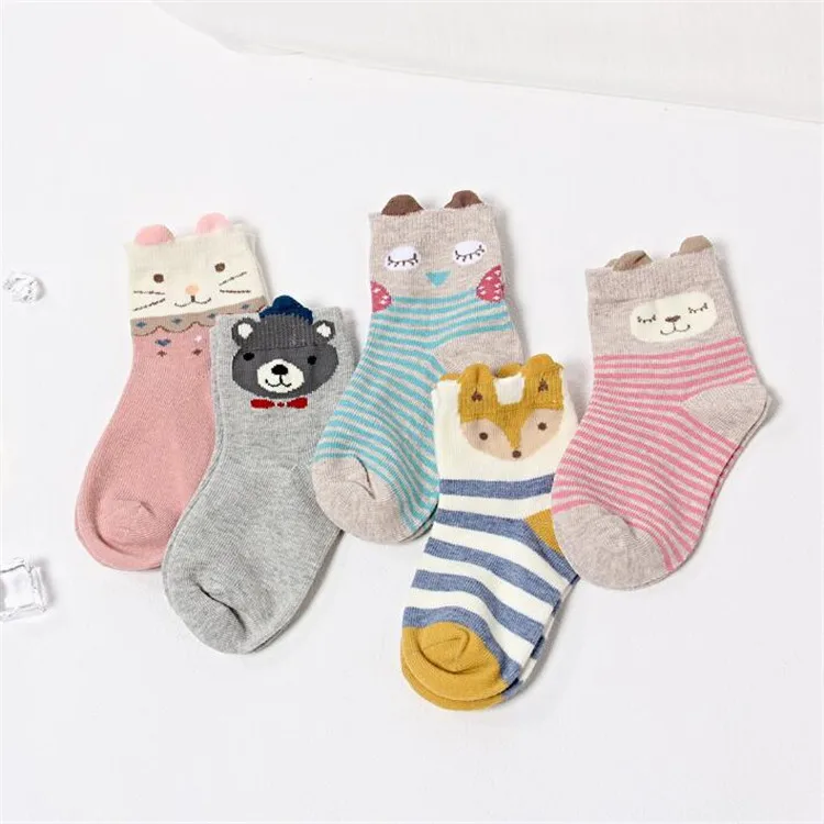 

New Products Japanese-style Cute Tube GIRL'S Socks Pure Cotton Korean Series Stereo Cute 9-12-Year-Old Cartoon Socks Zhuji