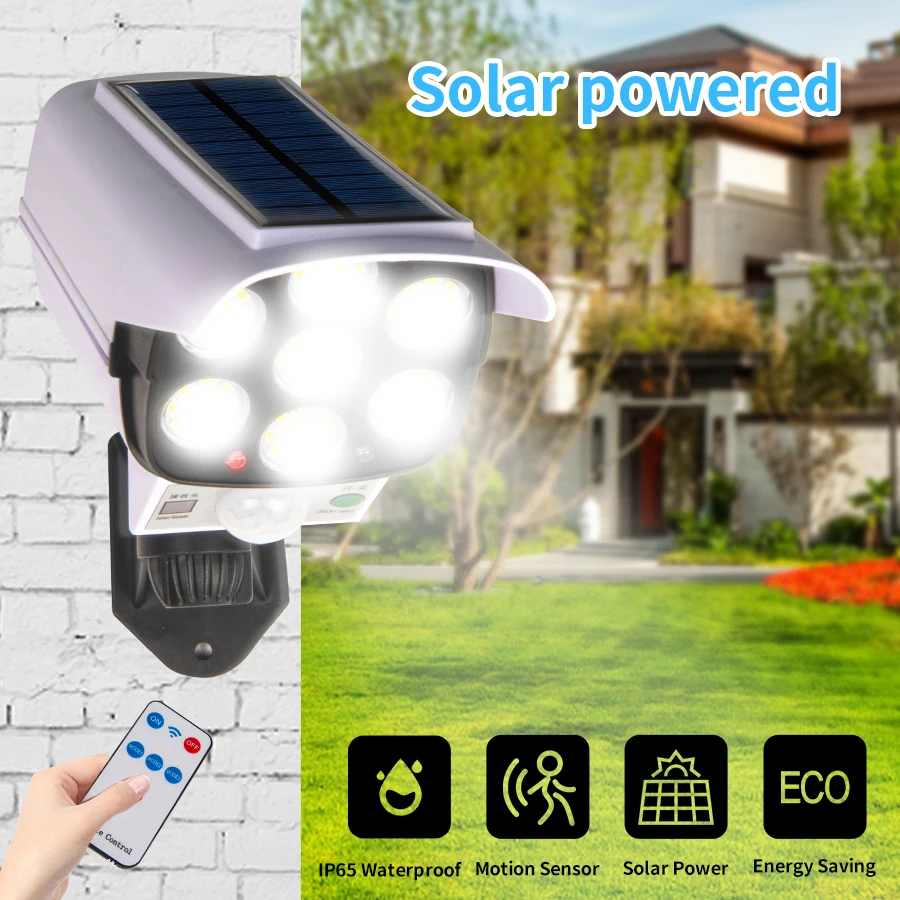 Outdoor Solar Lights Motion Sensor Dummy Camera 77 LEDs Spotlight Waterproof Wall Street Lamp for Home Yard Garden Light |