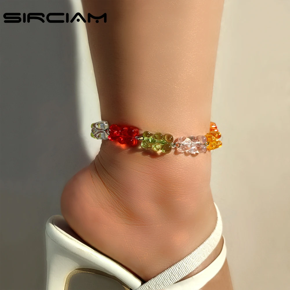 Tobilleras coreanas con dibujos de oso de para mujer, pulsera de pie Y2K para niña, sandalias de verano únicas y dulces, joyería|Tobilleras| - AliExpress