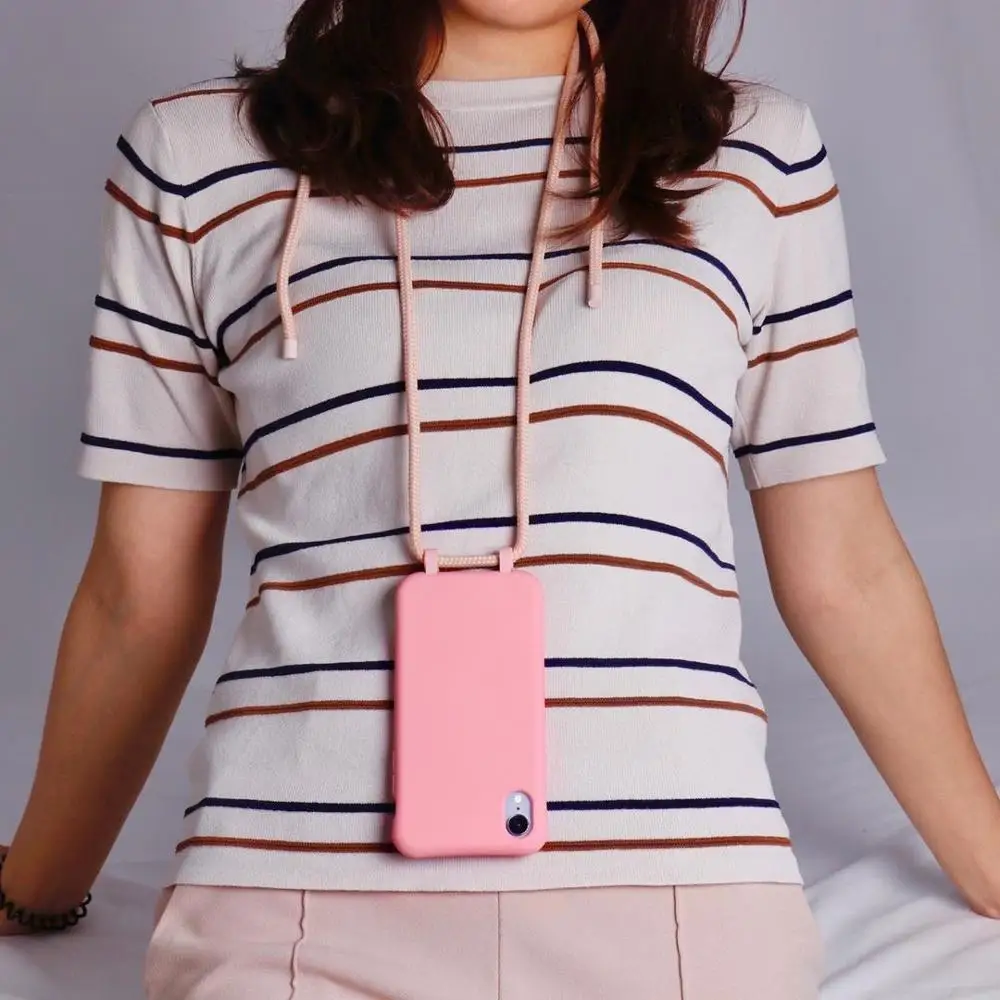 Silicone Candy Strap Case with Crossbody Lanyard and Shoulder Bag Design