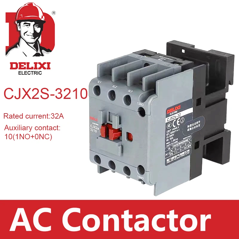 CJX2s-3210 контактор переменного тока DELIXI 32A 3 полюса без NC катушки напряжения 24 в 36 110 В