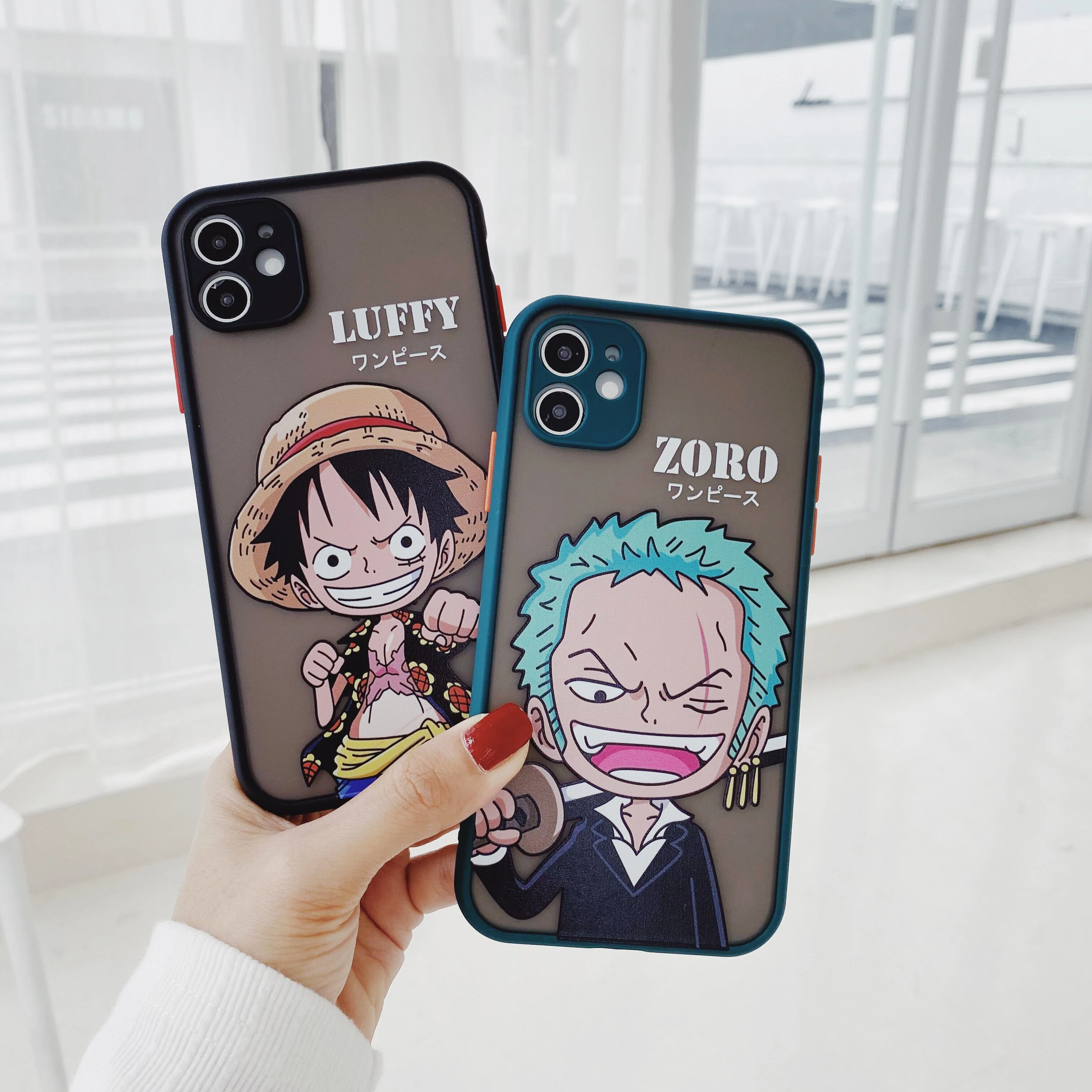 Japan Cute One Piece 3D Luffy Zoro Anime Case For Iphone 12 11 Pro X XS MAX 7 8 Plus SE2020 Lovely Skin Feel Pc Back Cover Coque