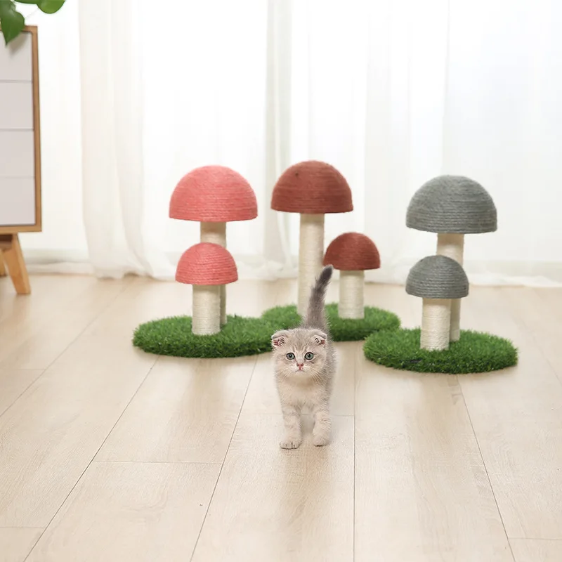 Cat Tree Scratcher Double Climbing Tree Sisal Material Mushroom Shaped