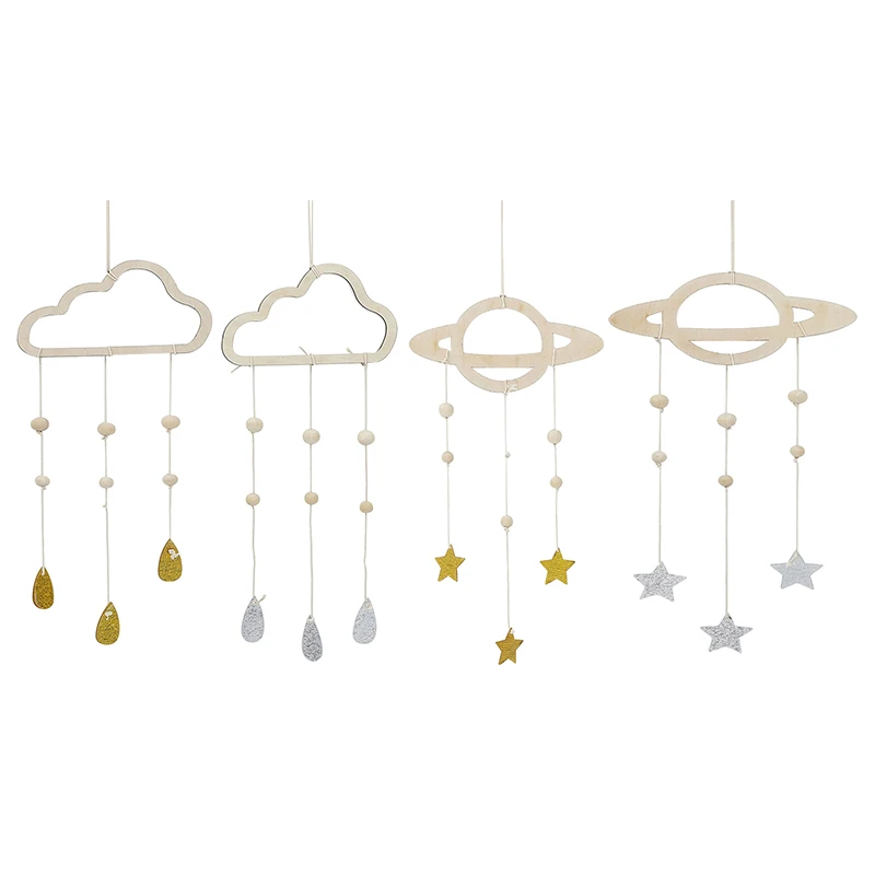 

Simple Nordic Style Wooden Cloud Star Raindrop Hanging Pendant Home Decoration For Girl Boy Bedroom Wall Hanging Curtains Decor
