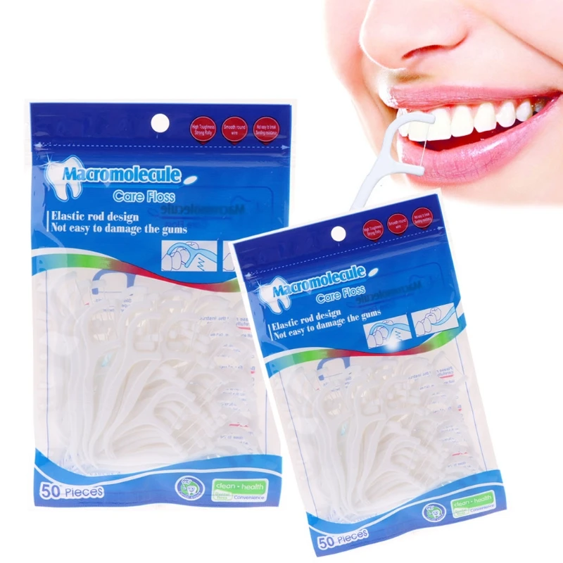 

50Pcs Dental Floss Pick Toothpick Interdental Brush Cleaner Tooth Pick Flosser