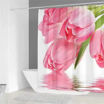 

Summer Shower Curtain With Hooks For Bathroom Home Decoration Thick Curtains 180*180cm New
