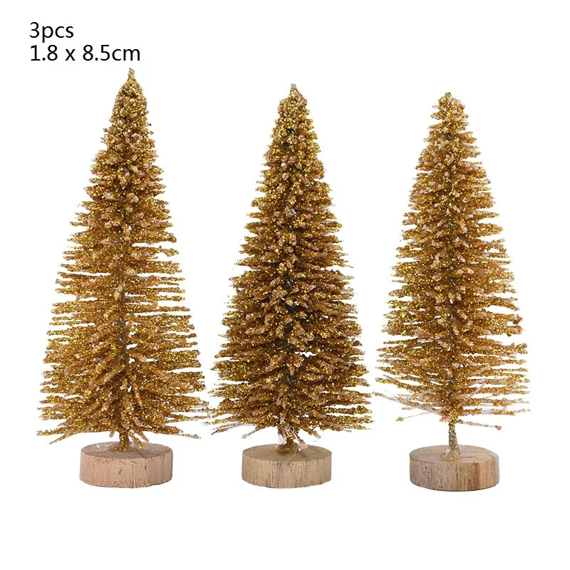 3pcs 85mm gold 5-16 см Многожильная Мини Рождественская елка искусственная сосна елки DIY рождественские фото реквизит на год Рождественская вечеринка украшение стола - Цвет: 3pcs 85mm gold