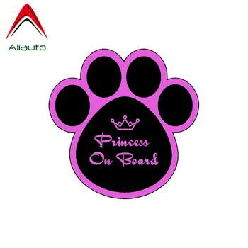 

Aliauto Cover Scratch Car Sticker Princess on Board Crown Dog Print Interesting Creative Anti-UV Accessories PVC Decal,13cm*13cm