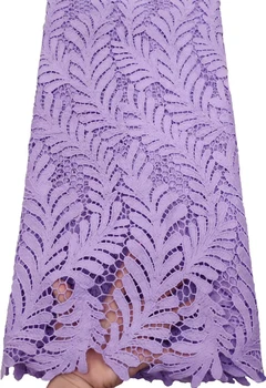 

2019 Latest Guipure Lace Cord Lace Embroiderey African Cord Lace Fabric High Quality Nigeria Lace Fabric For Wedding ETB80 LILAC