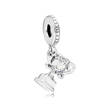 

100% 925 silver 1:1 genuine glamour trophy honor pendant fit diy bracelet original charter jewelry free