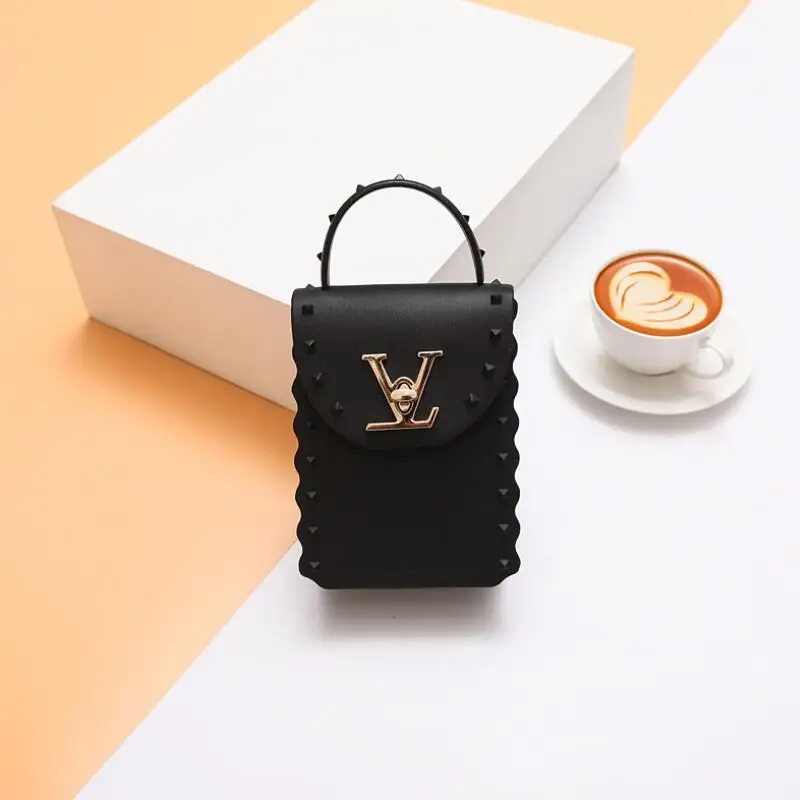 

High Quality PVC Leather Handbag Rivet Jelly Bag Ladies Small Shoulder Bags Brand Designer Lock Tote Purse Sac A Main Femme