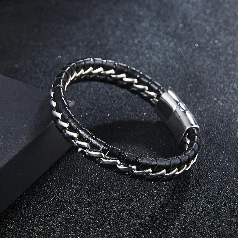 Ограниченная серия Pulseira Masculina Pulseira Feminina 22 см плетеные браслеты из искусственной кожи для браслетов и браслетов Модные мужские ювелирные изделия