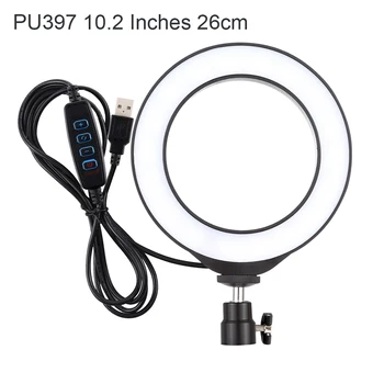 

Dimmable LED Selfie Ring Light with Tripod USB Selfie Light Ring Lamp Big Photography Ringlight with Stand for Cell Phone Studio