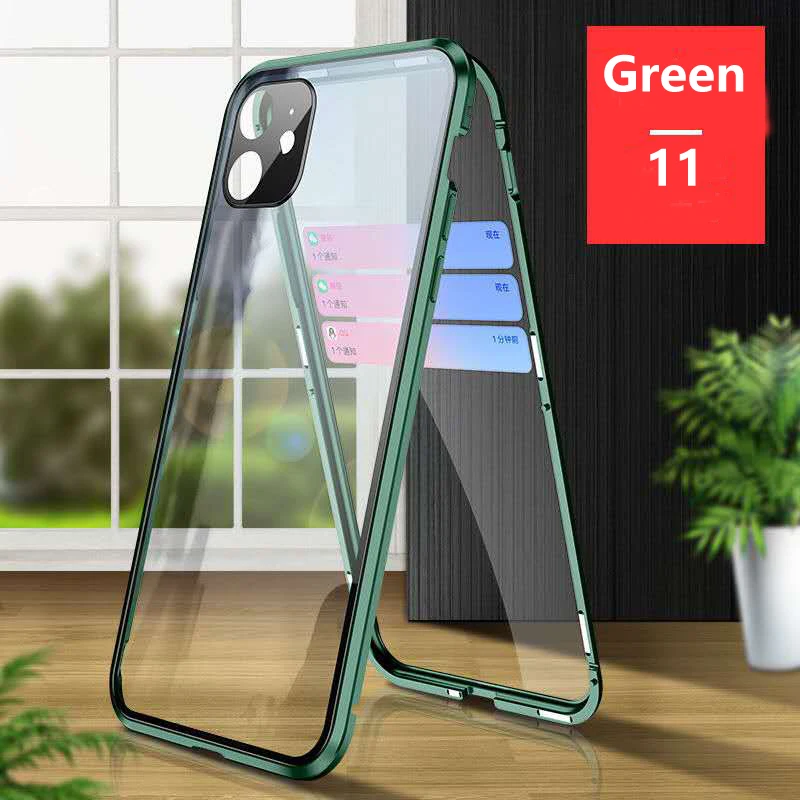 360 полная защита Магнитный чехол для iPhone 11 12 Pro Max объектив камеры защитная пленка