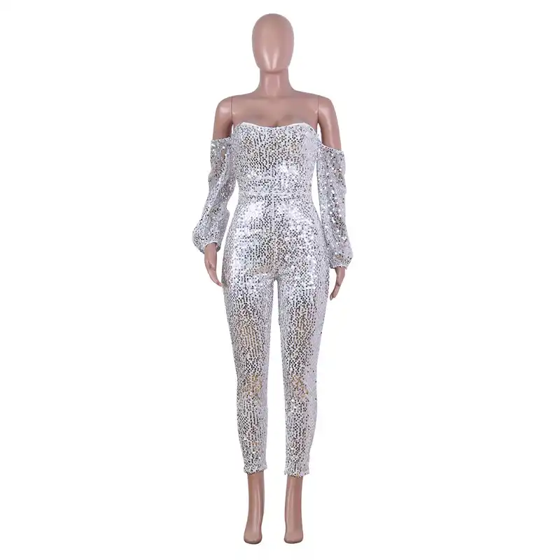 sequin strapless romper