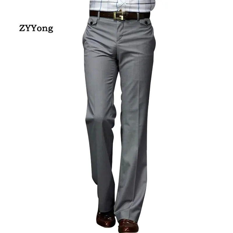 

New Men's Flared Boot Cut Trousers Business Casual British Style Office Slim Comfortable Formal Black Suit Pants