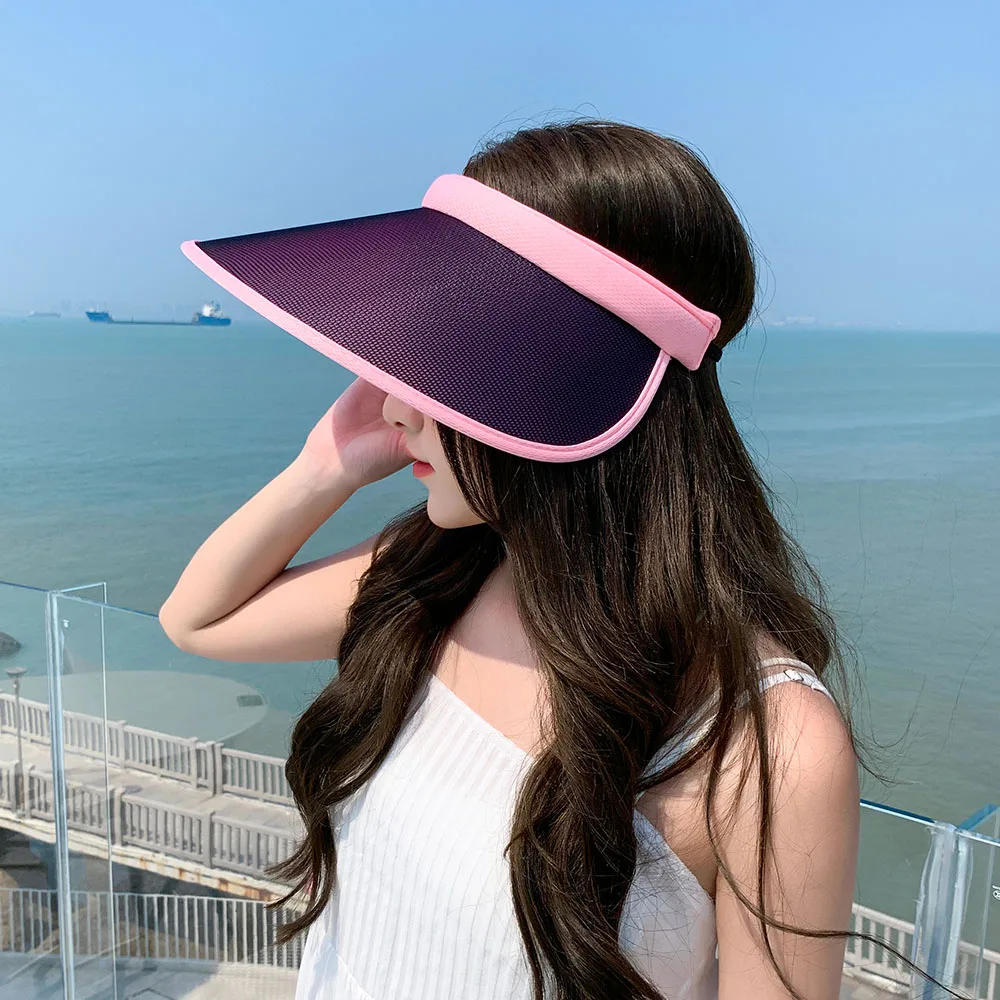Women color-changing anti-ultraviolet summer sun hat all-match female summer sunscreen light cover face empty top hat sun hat sun protection hat empty top hat