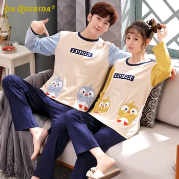 

Pj Set Spring Autumn New Soft Long Sleeve Long Pants Sleepwear Fashion Style Casual Style Pajamas Set Cartoon Printing Crew Neck