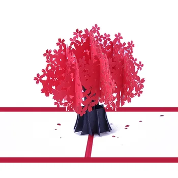 

Flowering cherry tree 3D Pop-Up Cards Birthday Gift with envelope sticker JP Sakura laser cut invitation Greeting Card postcards