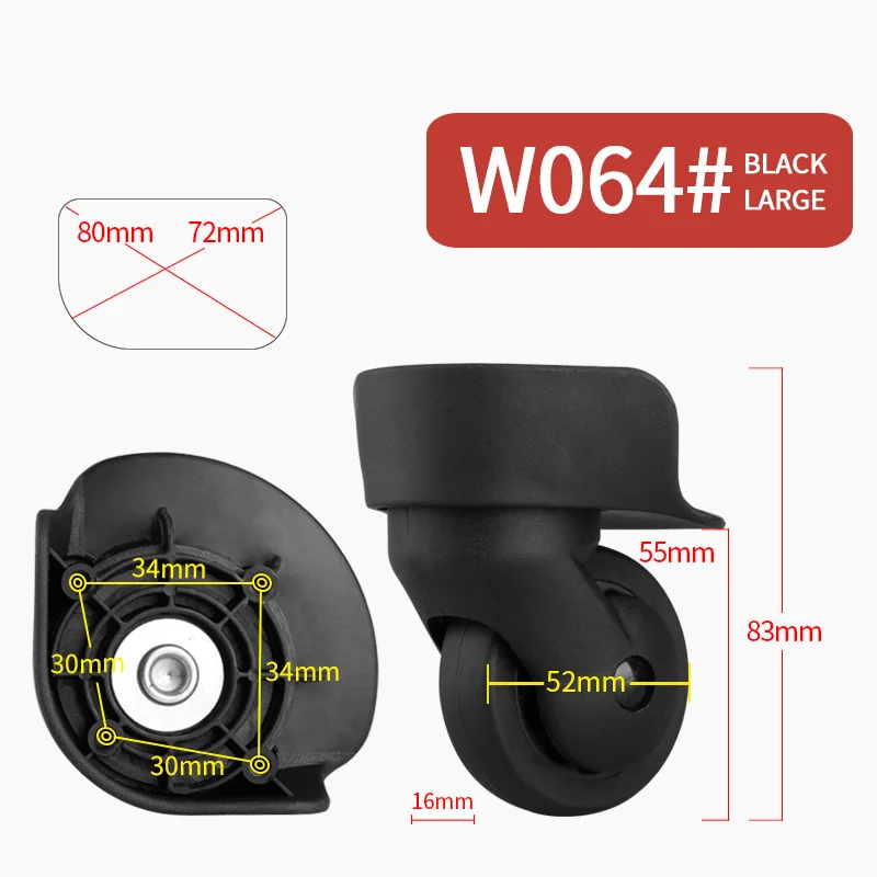 W064 Large Black Чемодан На сменных колесах, чемодан на колесиках, чемодан на колесиках, сумка на колесиках, аксессуары на колесиках, цветная Бесшумная тяга, коробка, колесо - Цвет: W064 Large Black