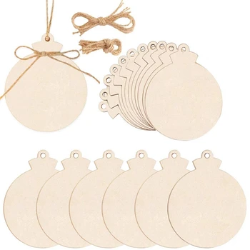 

50Pcs Wooden Ornaments Unfinished with Hole, 4 inch Natural Wood Slices for DIY Wooden Christmas Ornaments Hanging Decor