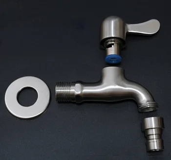 

Stainless Steel Washing Machine Faucet Thickened Explosion-proof 4 Points Single Cold Mop Pool Quick Open Faucet Wall Tap