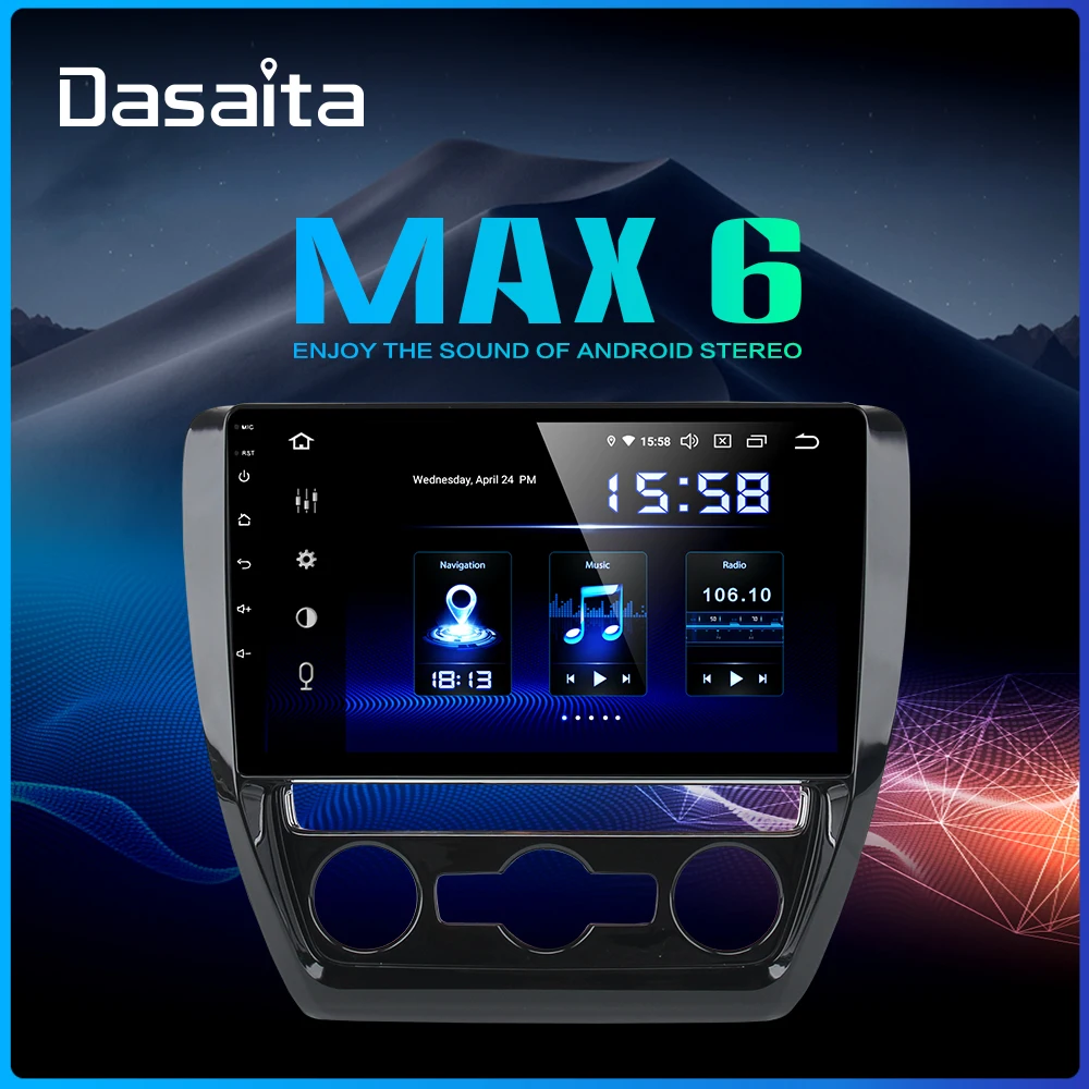 Dasaita Android 9,0 автомобиль 1 Din радио для VW Jetta 2011 2012 2013 gps 64 Гб rom 10," мульти сенсорный экран