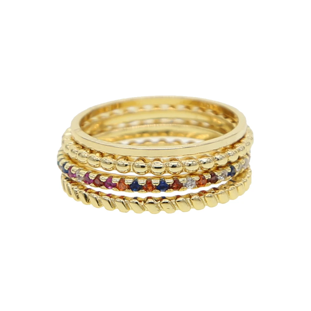 

4 Pcs/set Crystal Zircon Gold color band Ring Set 2019 Vintage Bohemian Women Engagement Party Ring Set Jewelry