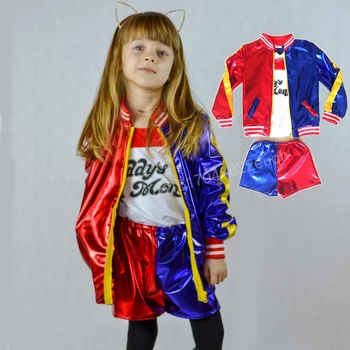

Harley Quinn Cosplay Costumes Girls Joker Suicide Squad Cosplay Child Kids Harley Quinn Fashion Halloween Carnival Costume Wig