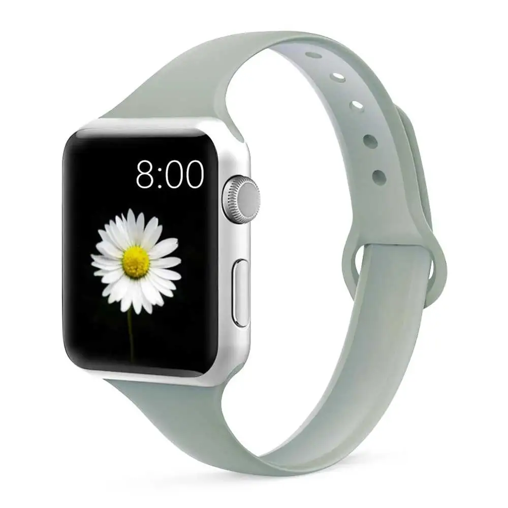 fog 14 Ремешок для Apple Watch ремешок 40 мм 44 мм iWatch ремешок 42 мм 38 мм тонкий силиконовый браслет аксессуары ремешок для часов Apple watch 5 4 3 2 - Цвет ремешка: fog 14