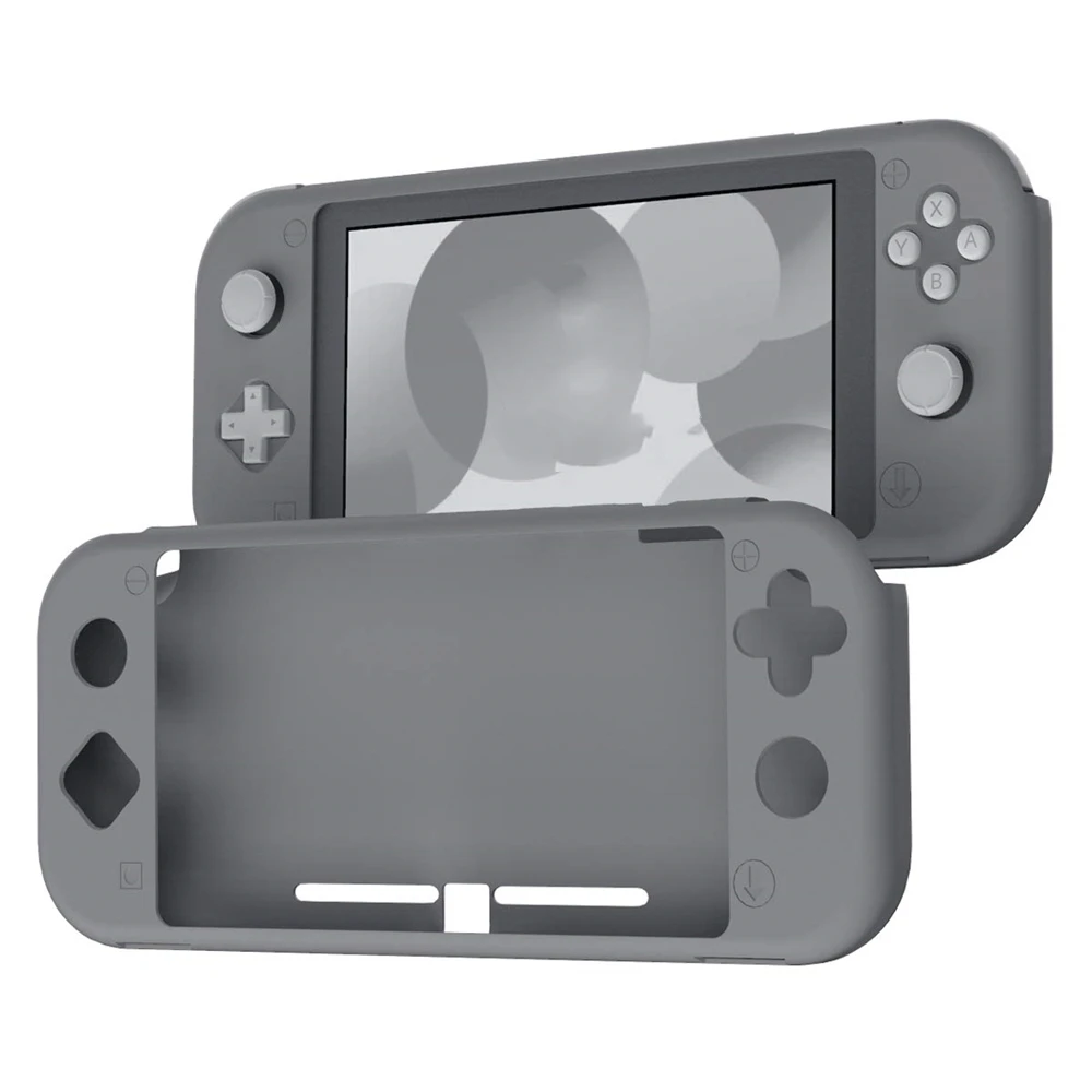 Силиконовый чехол для Switch Lite противоударный защитный щит полное покрытие консоль задняя крышка половина пакет сплошной цвет - Color: Gray
