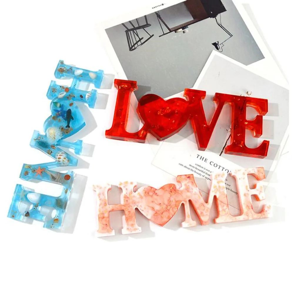 Home Love stampo in Silicone lettere stampo in resina epossidica per artigianato in resina fai-da-te stampi per colata decorazione domestica strumento per fare gioielli