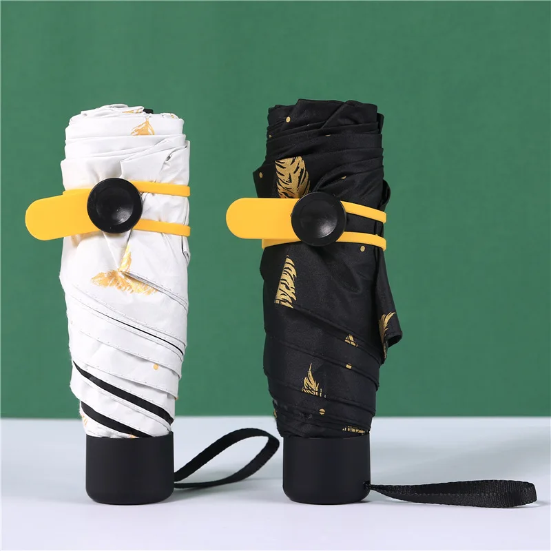 Маленький зонт от солнца складной зонтик с черным клеем карманный мини-зонтик