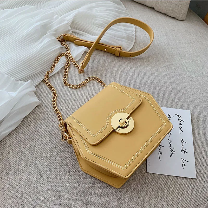 Женские сумки через плечо из искусственной кожи с шестигранной цепочкой сумка 2020