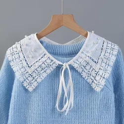 Adlut Handmade Beads Fake Collars Shawl for Women Embroidery Shirt Female Flase Detachable Collar Clothese Accessories