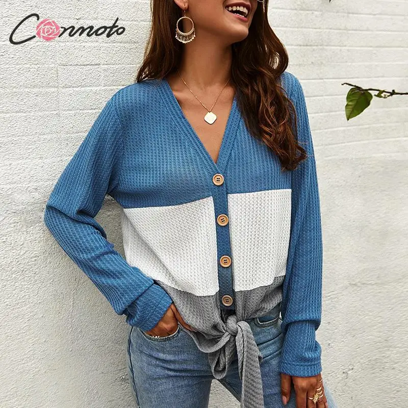 Вязаный Повседневный зимний свитер с пуговицами Conmoto джемпер для женщин в