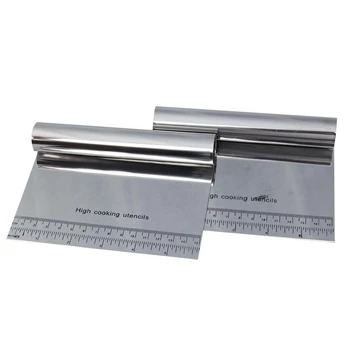

2Pcs Stainless Steel Pizza Dough Scraper Cutter with Scale Kitchen Tool
